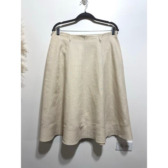 LAFAYETTE 148 New York 100% Linen Circular Midi Skirt Size 12 in Beige - Picture 1 of 7